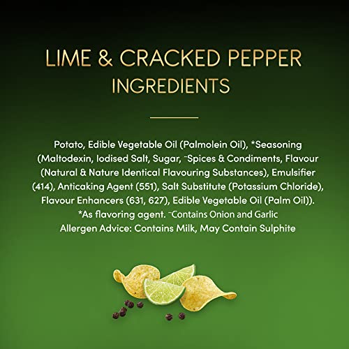 Image of Lay's Gourmet Kettle Chips 55 Gram, Lime & Cracked Pepper Flavour, Premium Slow-Cooked Potato Chips, Chips And Snacks