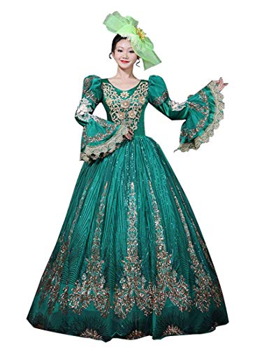 CountryWomen Renaissance Queen Elizabeth Gothic Jacquard Fantasy Kleid Game of Thrones Gewand Halloween Kostüme - - Large