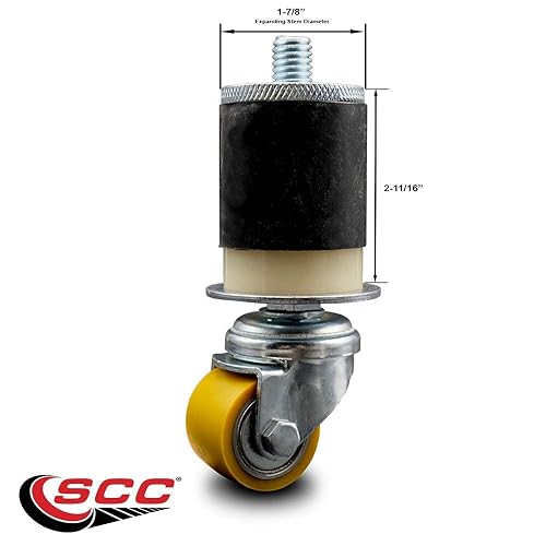 Miniatura 6 de Rueda giratoria con vástago roscado, ruedas dobles de 2 pulgadas, 13 TPI de 12 pulgada por vástago roscado de 1-12 pulgadas, capacidad total de 720