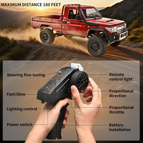 Image of RZAPE RC Rock Crawler 1 /12 RC Crawler Toyota LC79 Off Road RC Truck 4x4 with 2.4GHz Remote Control 280 Brushed Motor All Terrain Rremote Control Truck RTR Proportional Throttle Steering MN-82（Red）