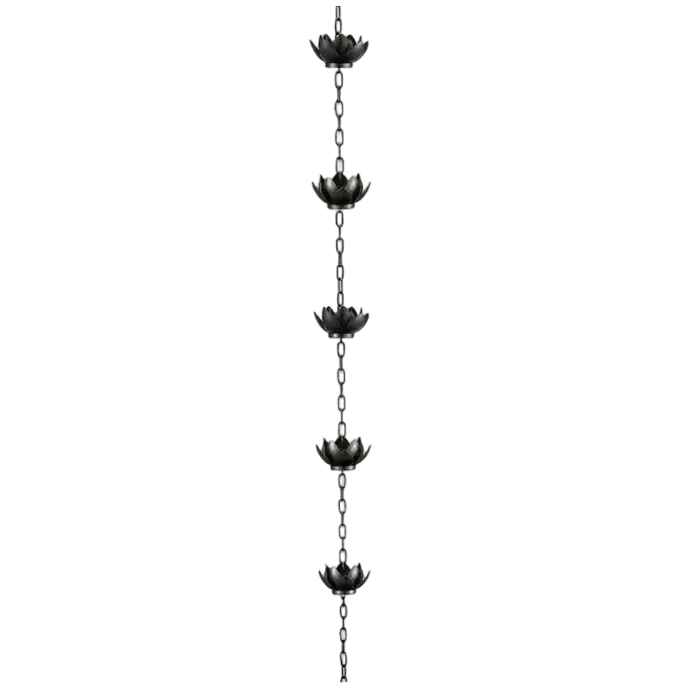 Cadenas de lluvia de metal loto vintage Faticenic para canalón exterior y captador negro