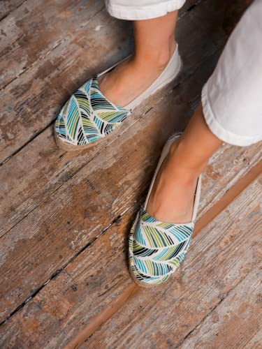 Espadrilles blanches DIY motif feuille pointure 40 avec semelle jute