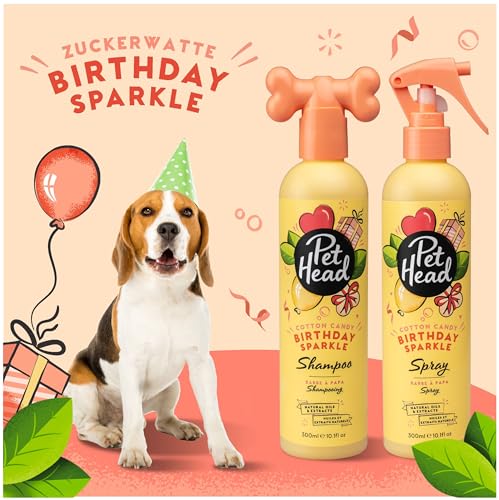 Pet Head Birthday Sparkle Hunde-Deo-Spray | Zuckerwatte-Duft | Pflegt und beruhigt empfindliche Haut | Geburtstagsgeschenk für einen Hund | Vegan | Sanfte Formel für Hunde und Welpen | 300ml