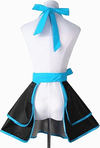 Miniatura 6 de Hyzrz Delantales negros retro hechos a mano de algodón para mujeres y niñas, delantal de cocina para tartas, cocina, regalo de madre (azul)