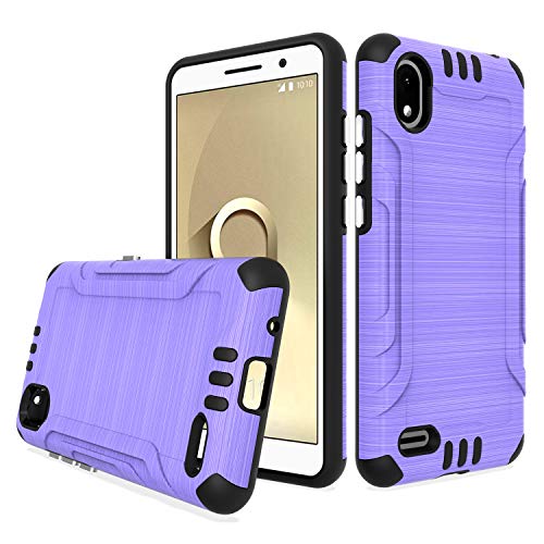 AmeriCase | Alcatel TCL A2 (A507DL) | Alcatel TCL Signa | Phone Case [Brushed] Shockproof Protective Defender Cover for TCL A2 (Tracfone, Simple Mobile, Straight Talk, Total Wireless, Net10) (Purple)