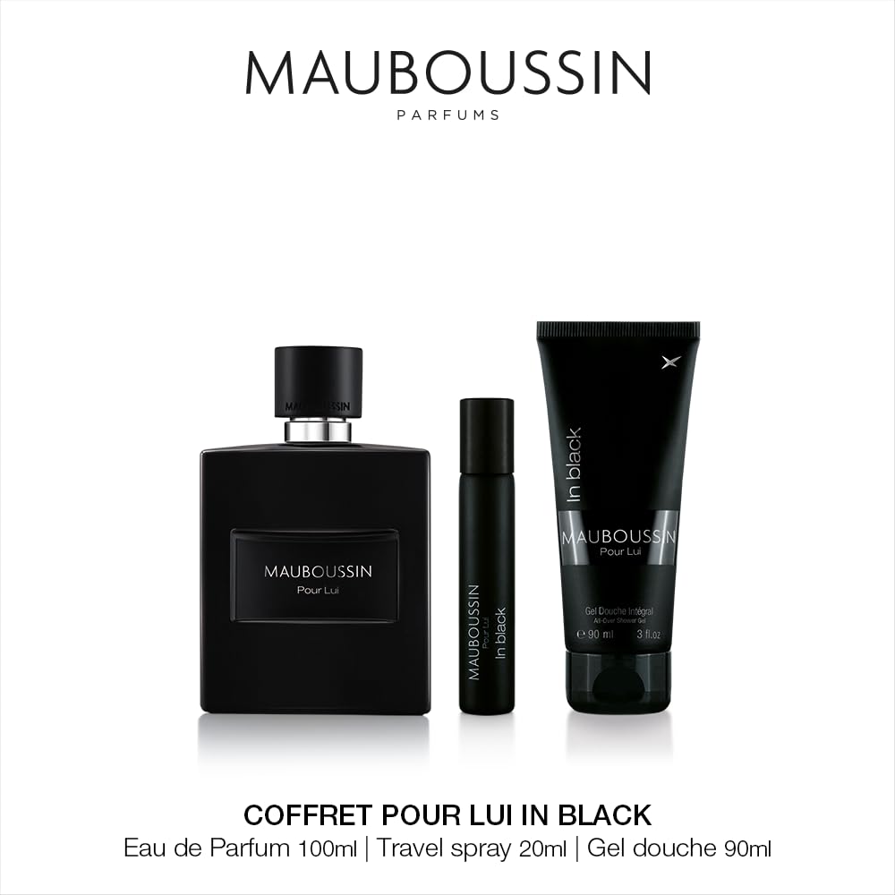 Mauboussin - Coffret Pour Lui In Black : Eau de Parfum 100ml, Gel Douche 90ml & Travel Spray 20ml