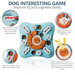FOXMM Interactive Dog Treat Puzzle Toys for IQ Training & Mental Stimulating,Fun Slow Feeder,Large Medium Small Dogs Enrichment Toys with Squeak Design