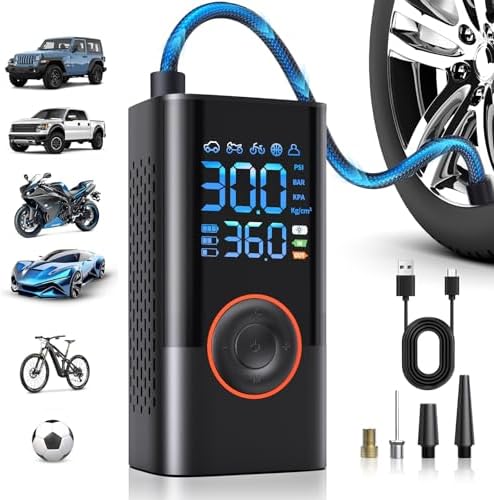 Tire Inflator Portable Air Compressor Portable Cordless Mini Air Pump with Digital Pressure Gauge Inflater 150PSI Fast Inflation and Auto Shutoff Function Tires Pump for Cars Motorcycles Bikes Balls