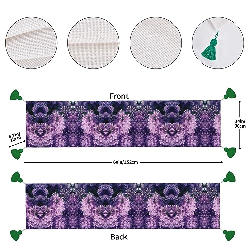 Chemin de table de Noël violet de 152,4 cm aux pompons traditionnels - 5
