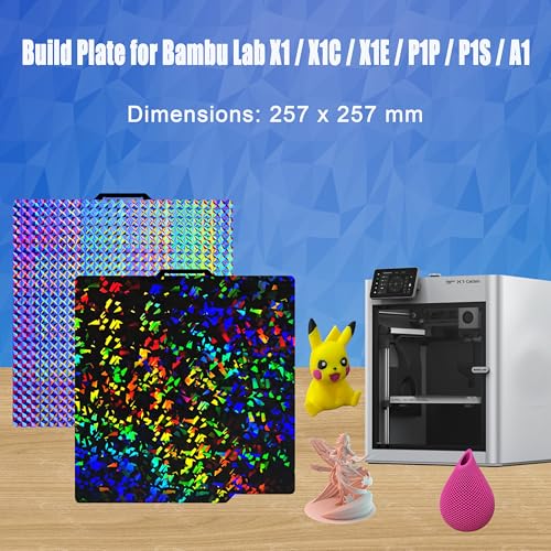 Image of 257x257mm PEF H1H Build Plate for Bambu Lab P1P /P1S /X1 /X1C /X1E /A1 3D Printer, Smooth Flake PEF+ Phantom H1H Spring Steel Build Plate Sheet