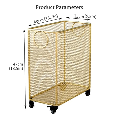 Cesto portabiancheria, Contenitore per Attrezzature da Allenamento, Carrello in Metallo con Ruote, Carrello Multiuso per tappetini da Yoga