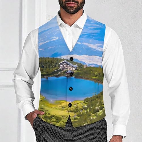 Bulgaria Bezbog Lake Landscape Men's Formal Suit Vest for Business Formal Or Casual Dress Waistcoat Wedding2