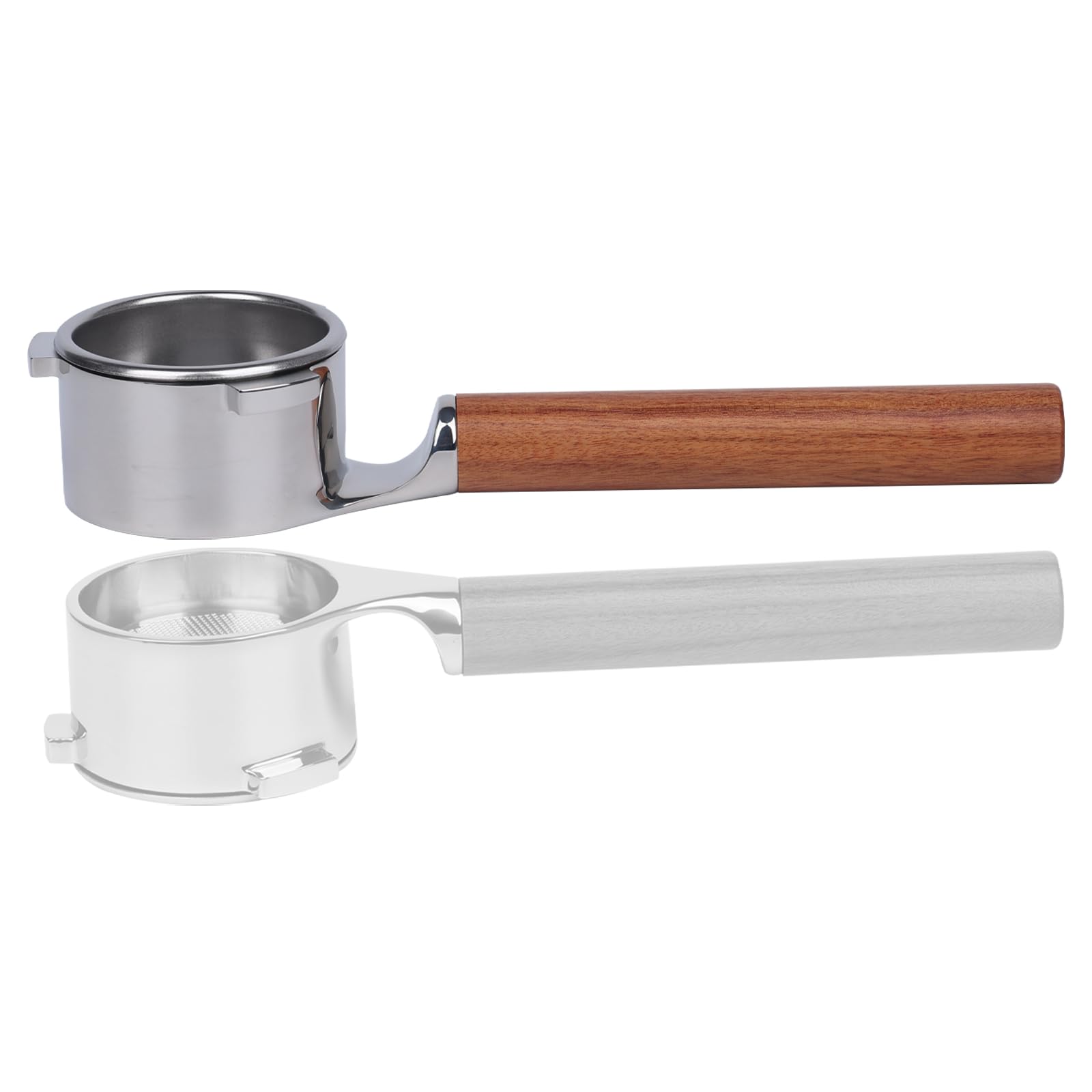 CAPFEI Portafiltro sin fondo de 54 mm plano, compatible con Sage/Breville Barista Express, Pro, Touch, and Impress | Mango de madera