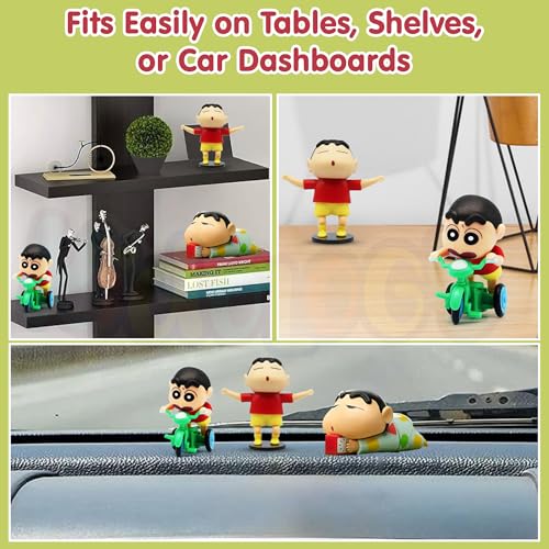 Image of Kidology Shinchan Miniature Toys - Set of 3 Cute Anime Figurines for Decoration, Collectible Action Figures,Birthday Party Favors, Playset Toys for Kids, Fans & Collectors