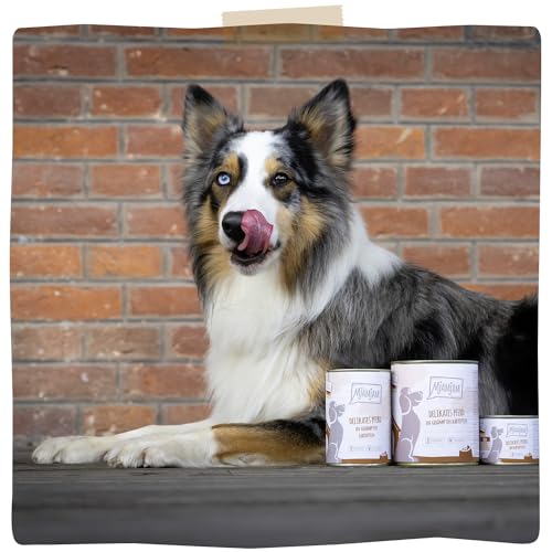 MjAMjAM - Premium Nassfutter für Hunde - delikates Pferd an gedämpften Kartoffeln, 6er Pack (6 x 400g), getreidefrei mit extra viel Fleisch