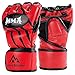 Brace Master MMA Handschuhe UFC Handschuhe Leather Padding für Männer, Frauen, Knöchelgelenkschutz, Fingerlose Sparring-Handschuhe für das Training, Kickboxen, Muay Thai, Boxen (Rot S)