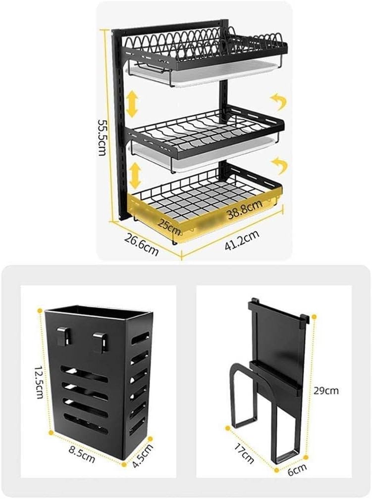 Wall-Mounted Kitchen Cutlery Rack Drain Rack Stainless Steel Cutlery Storage Rack