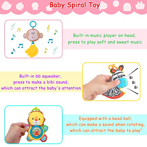 Image of Car Seat Toys for Babies 0-6 Months,Baby Stroller Activity Arch Toys for Infant 0-6 Months Hanging Rattle Musical Bassinet Travel Crib Carseat Toy,Clip on Bouncer Toys for Babies 0 3 6 9 Months Gift
