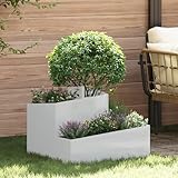 QJBSAVVA Pflanzkübel schmal hoch Rechteckig Metall Pflanzkasten für drinnen draußen mit Entwässerung modernes Design Silber matt