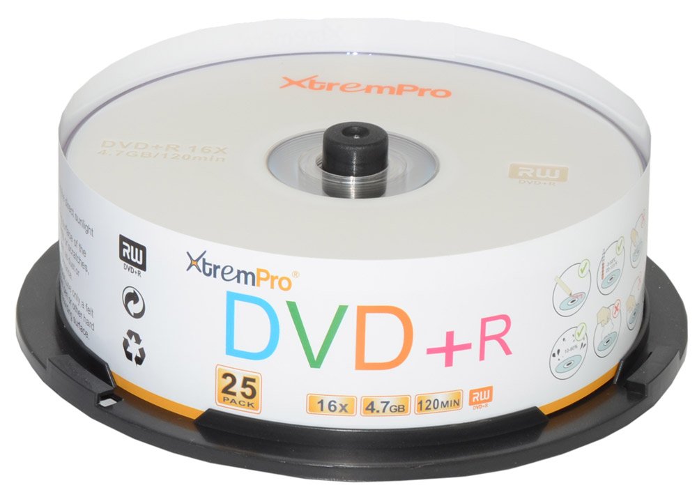 XtremPro DVD+R 16X 4.7GB 120Min Recordable DVD 25 Pack Blank Discs in Spindle - 11025