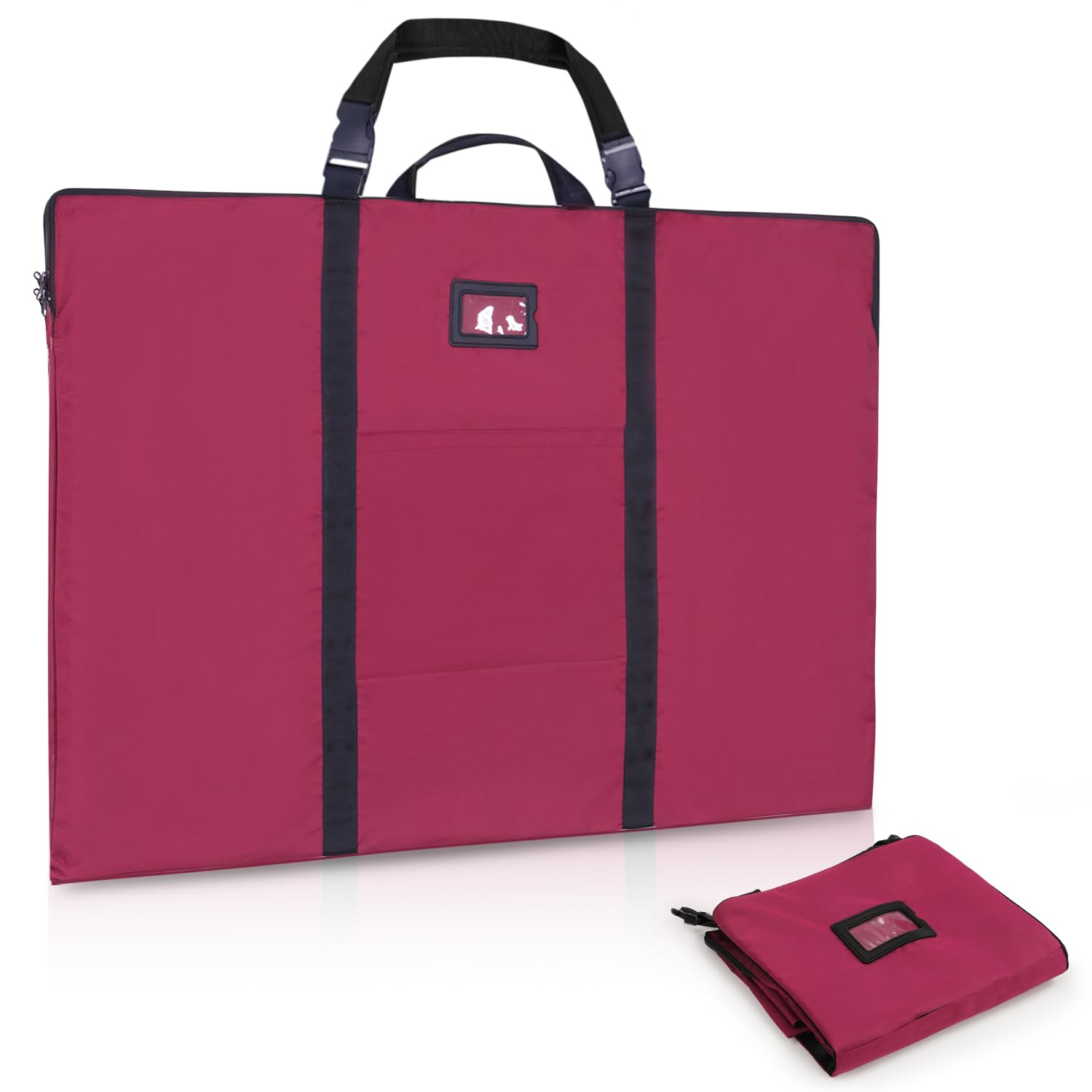 Large Size Art Portfolio Bag with Nylon Shoulder, 24 x 36 inches Light Weight Poster Storage Bag Board Holder with Handle and Zipper for Poster, Sketching and Drawing (red)