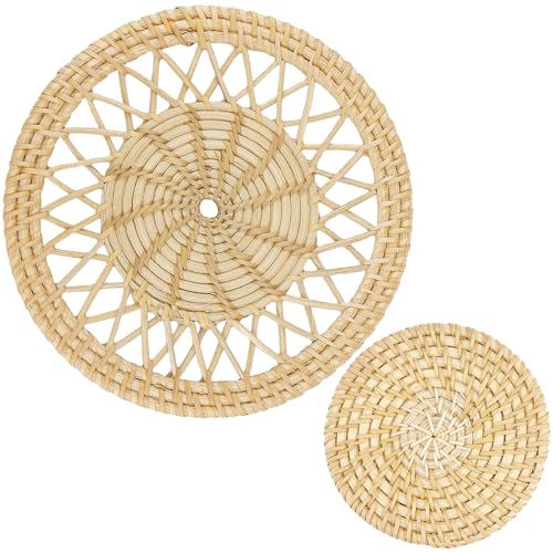 LNQ LUNIQI Rattan Wanddeko Boho Deko, 2 Stück Rund Wandkörbe Rattan...