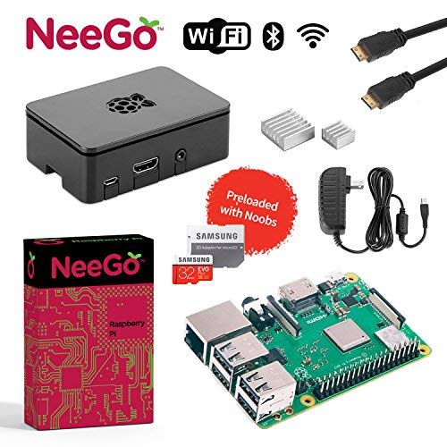 Raspberry Pi 3 B+ Plus Starter Kit, Black, 32GB Edition - Raspberry Pi Barebones Computer Motherboard 64Bit Quad-Core 1.4GHz CPU 1GB RAM, Black PI3 Case, 2.5A Power Supply, 6ft HDMI Cable