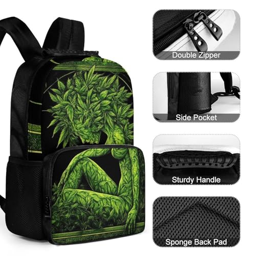 Supdreamc Daypack Backpack Anti-Theft Multipurpose Big Capacity Bookbag - Beauty Green Marijuanaweed Leaf Woman WomanBusiness Computer Bag With Side Pockets4