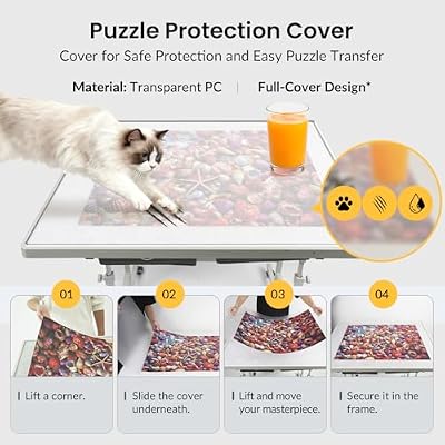 ALL4JIG 1500 Piece Light-Weight Adjustable Tilting Plastic Jigsaw Puzzle Table for Adults, 25.59x34.25 Multi-Functional Puzzle Board with 4 Drawers & Protective Cover, 45-Degree Any-Angle Tilt