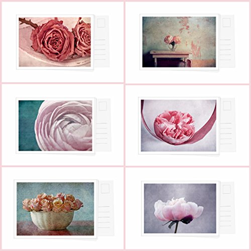 Cartoline Set con 6 carte in fiori serie Rose