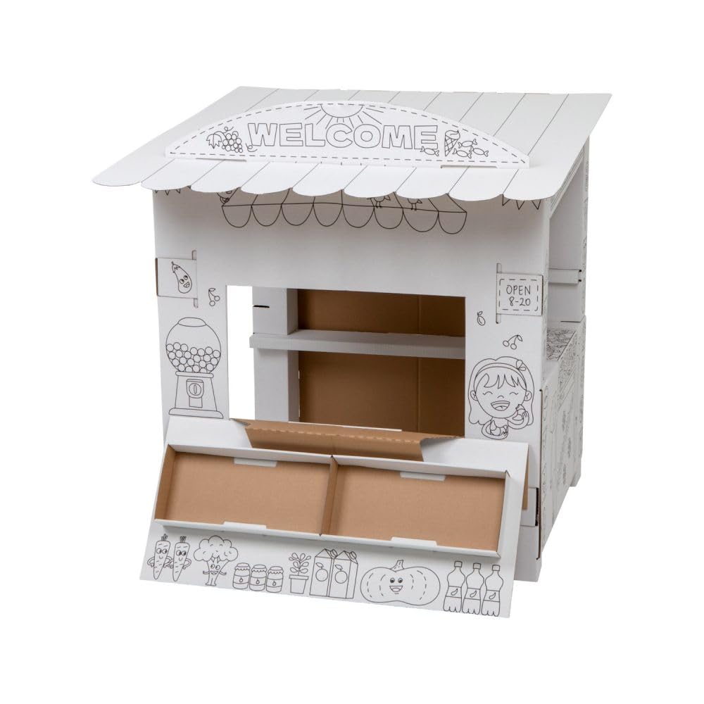 Tektorado - Spielhaus aus Pappe für Kinder - Kinderspielhaus aus Karton zum Bemalen und Spielen - für Outdoor & Indoor - für Kinder ab 3 Jahren - Kaufladen
