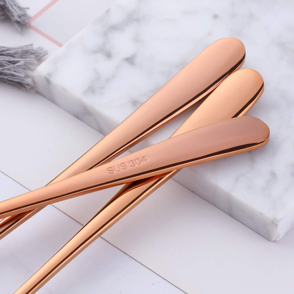 BISDARUN 8-teiliges Löffelset Aus Edelstahl 304 - 20,5cm Lange Rührlöffel Gold