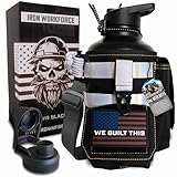Iron Infidel Workforce Water Bottle - 64 oz Insulated Stainless Steel | Half Gallon Vacuum Water Jug | Paracord Handle, Removable Sleeve | Large Thermal Flask | Hiking, Camping, Workouts (Black)