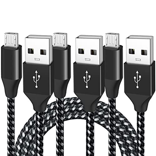 Urehepo Micro USB Cable, 3Pack 6.6FT Android Charger Cable, Nylon Braided USB Fast Charging Cord Compatible with Samsung Galaxy S7 S6 S7 Edge S5, Note 5 4, LG G4, HTC, PS4, Camera, MP3 (Black)