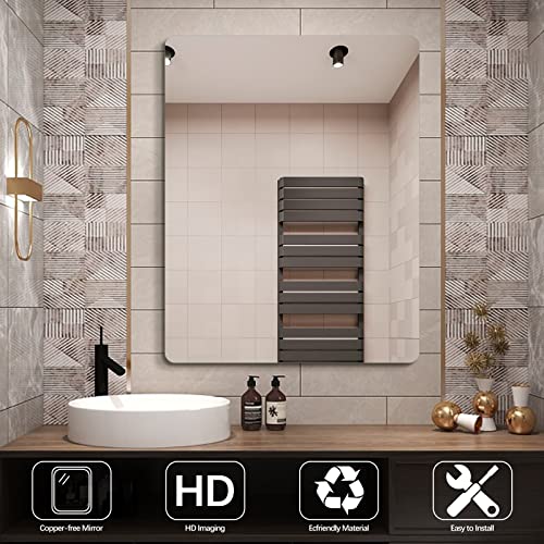 Theiamo 36"X28" Frameless Mirror Wall Mirror, Modern Rectangle Bathroom Mirror With Polished Edge, Hang Horizontally Or Vertically, For Bedroom Bathroom Livingroom Gym Entryway And More #TOP1