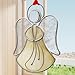 KUNDGLA Yellow Angel Suncatcher Stained Glass Panels Suncatcher for Windows Hangings Ornament Home or Garden Decorative Gifts for Mom Friends Teacher Birthday Christmas Tree Holiday Hanging Decor