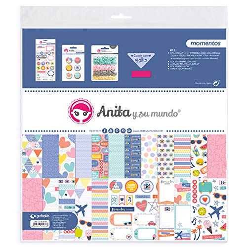 Anita y Su Mundo Momentos Kit Bolsa Scrapbooking, Multicolor, 30,5x30,5cm, 17 Cover