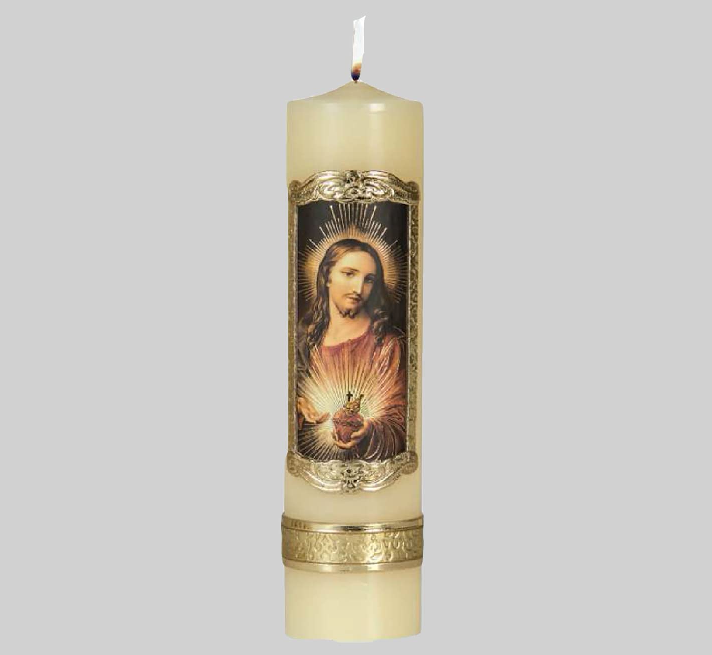 Buy DreamPartyWorld Sacred Heart of Jesus Candle Gold Trim Handmade