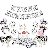 Globos de vaca y fiesta, 63 unidades, para granja, juego de globos, cumpleaños, pancartas, mantel de vaca para decoración de jardín de infantes