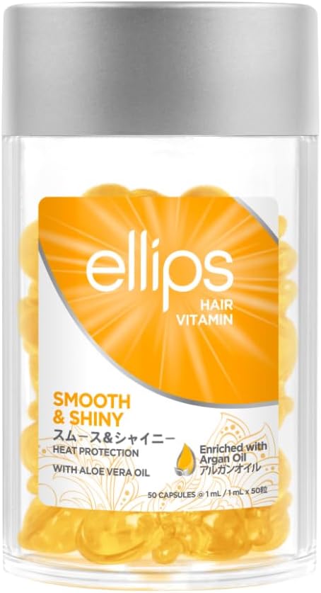 Hair Oil Smooth & Shiny, 50 Capsules - Hair Heat Protectant Oil for Frizzy Hair - With Vitamin B5