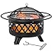 Outsunny misa paleniskowa 2 w 1 kosz paleniskowy z osłoną przed iskrami kratka grillowa Ø 82 cm palenisko do ogrzewania BBQ grill ogród taras kształt okrągły kolor czarny