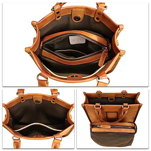 Image of Genuine Leather Handbags for Women Vintage Real Leather Fashion Tote Bag Shoulder Bag Crossbody Bag Satchel Purse