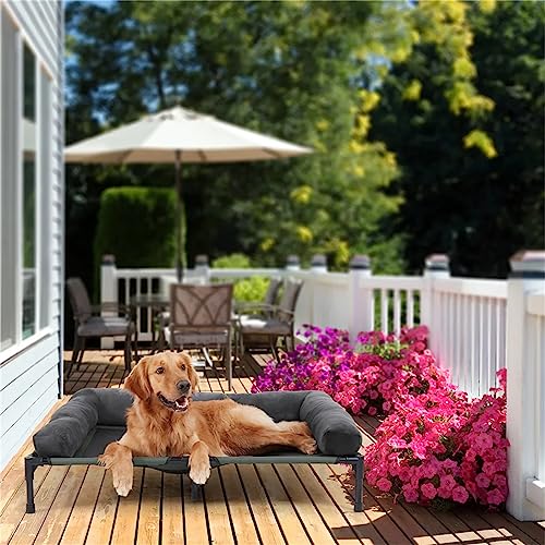 BingoPaw Hundeliege Outdoor Grosse Hunde: Erhöhte Hundebetten Haustierliege draußen Liegeplatz für Garten Balkon XL 110x80x18 cm