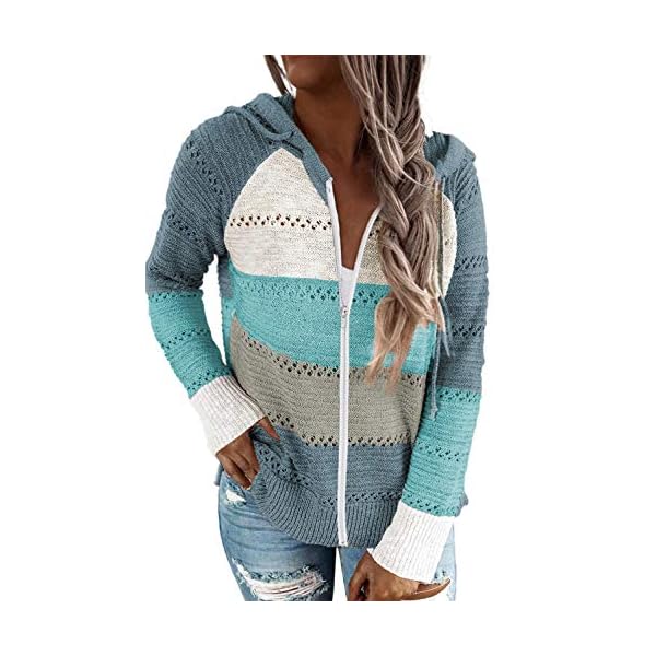 Acelitt-Women-Casual-Long-Sleeve-Zip-Up-Hooded-Sweatshirt-Hoodies-S-XXL Acelitt Women's Casual Lightweight Long Sleeve Zip up Zipper Striped Knit Sweaters Hoodies Sweatshirts Pullover Medium Sky Blue