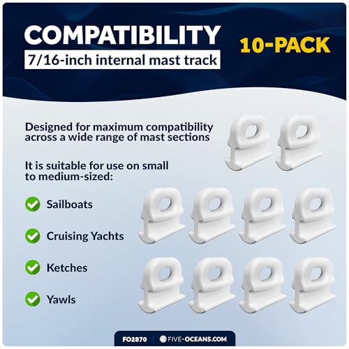 image for Five Oceans 10-Pack Sail Slide - Internal Track - 7/16-Inch (11mm) Int