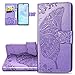 Produktbild HMTECH Huawei P30 Pro Hülle,Huawei P30 Pro Handyhülle Prägung Schmetterling Blumen Flip Case PU Leder Cover Magnet Schutzhülle Tasche Ständer Handytasche für Huawei P30 Pro,SD Butterfly Light Purple