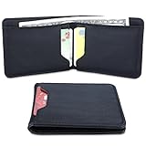 Genuine Leather Bifold Wallet,Slim Front Pocket Wallet with RFID Blocking, Thin Money Clip Credit Card Holder for Men