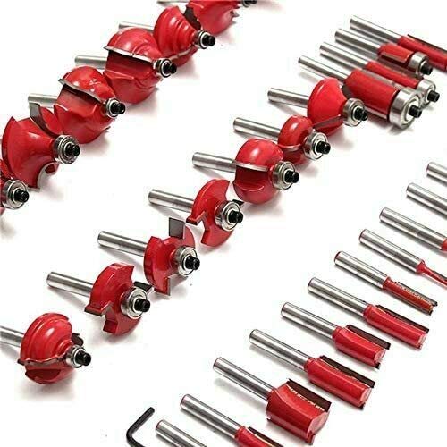 Topolenashop Set di 35 Punte Rotanti per Fresatrice, Gambo 6 mm, 2 Viti, Acciaio Super Rapido, Taglio a Scanalatura