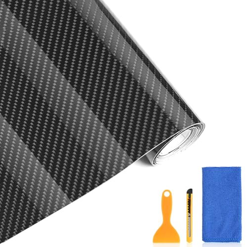 DiULi Vinilo Fibra de Carbono, Película Protectora Adhesivo, Vinilo para Coche, Pelicula de Protección de Pintura con Accesorios, Película Pegatina Autoadhesiva para Automóvil(Texturizado 6D 30*300cm)