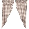 VHC Brands Annie Buffalo Portabella Check Farmhouse Prairie Short Panel Curtain Set 63x36x18